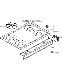Main Top parts for Kenmore Range 119.7338310 (1197338310, 119 7338310) from AppliancePartsPros.com