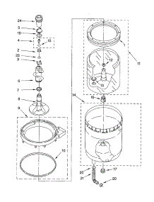 Agitator, Basket And Tub parts for Kenmore Washer Dryer Combo 110.92972101 (11092972101, 110 92972101) from AppliancePartsPros.com