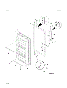 Door parts for Kenmore Freestanding Freezer 253.280528014 (253280528014, 253 280528014) from AppliancePartsPros.com