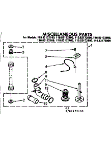Miscellaneous Parts parts for Kenmore Washer 110.82172200 (11082172200, 110 82172200) from AppliancePartsPros.com
