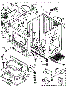 Cabinet parts for Kenmore Dryer 110.97588210 (11097588210, 110 97588210) from AppliancePartsPros.com