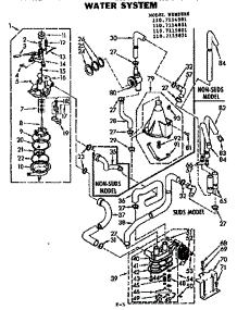 Water System parts for Kenmore Washer 110.7115851 (1107115851, 110 7115851) from AppliancePartsPros.com