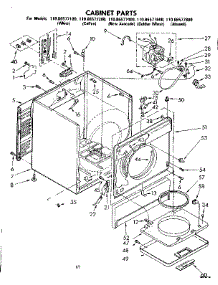 Cabinet Parts parts for Kenmore Dryer 110.86577600 (11086577600, 110 86577600) from AppliancePartsPros.com