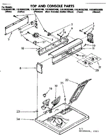 Top And Console Parts parts for Kenmore Dryer 110.86582400 (11086582400, 110 86582400) from AppliancePartsPros.com