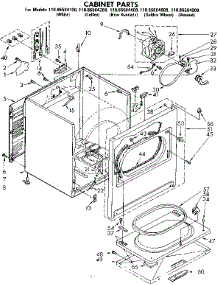 Cabinet Parts parts for Kenmore Dryer 110.86584800 (11086584800, 110 86584800) from AppliancePartsPros.com