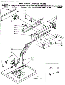 Top And Console Parts parts for Sears Dryer 11087574410 from AppliancePartsPros.com