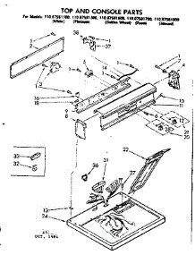 Top And Console Parts parts for Kenmore Dryer 110.87581100 (11087581100, 110 87581100) from AppliancePartsPros.com