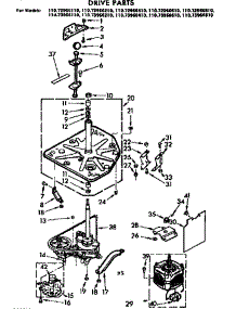 Drive Parts parts for Kenmore Washer 110.73966210 (11073966210, 110 73966210) from AppliancePartsPros.com