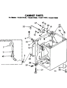 Cabinet Parts parts for Kenmore Washer 110.82174120 (11082174120, 110 82174120) from AppliancePartsPros.com