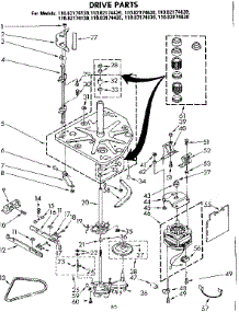 Drive Parts parts for Kenmore Washer 110.82174430 (11082174430, 110 82174430) from AppliancePartsPros.com