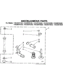 Miscellaneous Parts parts for Kenmore Washer 110.83074830 (11083074830, 110 83074830) from AppliancePartsPros.com