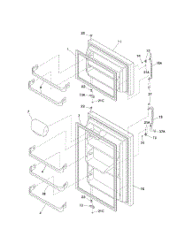 Door parts for Kenmore Refrigerator 253.3111330H (2533111330H, 253 3111330H) from AppliancePartsPros.com
