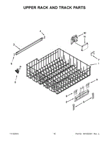 Upper Rack And Track Parts parts for Kenmore Dishwasher 665.13229N413 (66513229N413, 665 13229N413) from AppliancePartsPros.com