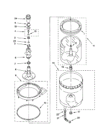 Agitator, Basket And Tub parts for Kenmore Washer Dryer Combo 110.94976300 (11094976300, 110 94976300) from AppliancePartsPros.com