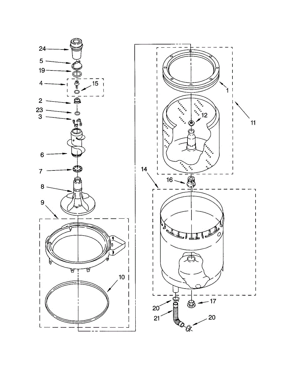 Parts for Kenmore 110.94976300 (11094976300, 110 94976300): Agitator ...