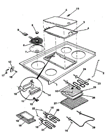Main Top & Element parts for Kenmore Range 628.9468890 (6289468890, 628 9468890) from AppliancePartsPros.com