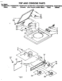Top And Console Parts parts for Kenmore Washer 110.84416610 (11084416610, 110 84416610) from AppliancePartsPros.com
