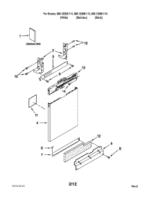 Door And Panel Parts parts for Kenmore Dishwasher 665.13259K110 (66513259K110, 665 13259K110) from AppliancePartsPros.com