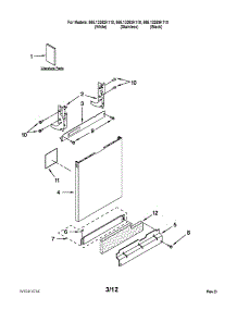 Door And Panel Parts parts for Kenmore Dishwasher 665.13262K110 (66513262K110, 665 13262K110) from AppliancePartsPros.com