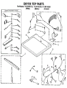 Dryer Top parts for Kenmore Dryer 110.96195820 (11096195820, 110 96195820) from AppliancePartsPros.com