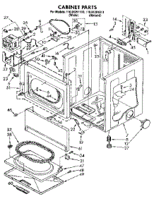 Cabinet parts for Kenmore Dryer 110.96291110 (11096291110, 110 96291110) from AppliancePartsPros.com