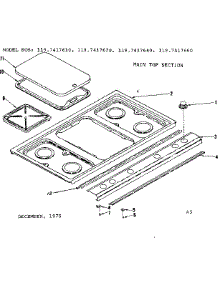 Main Top Section parts for Kenmore Range 119.7417640 (1197417640, 119 7417640) from AppliancePartsPros.com