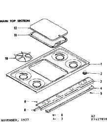 Main Top Section parts for Kenmore Range 119.7427810 (1197427810, 119 7427810) from AppliancePartsPros.com
