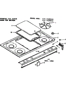 Main Top Section parts for Kenmore Range 119.7428010 (1197428010, 119 7428010) from AppliancePartsPros.com