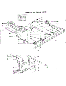 Oven And Top Burner Section parts for Kenmore Range 119.7447640 (1197447640, 119 7447640) from AppliancePartsPros.com