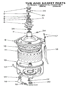 Tub And Basket parts for Kenmore Washer 110.84419110 (11084419110, 110 84419110) from AppliancePartsPros.com