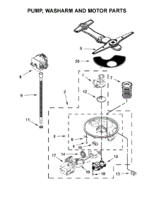 Pump, Washarm And Motor Parts parts for Kenmore Dishwasher 665.14752N512 (66514752N512, 665 14752N512) from AppliancePartsPros.com