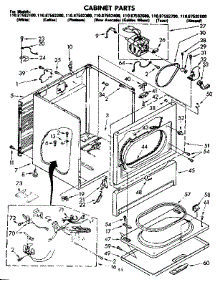 Cabinet Parts parts for Sears Dryer 11087592400 from AppliancePartsPros.com