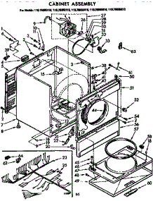 Cabinet Assembly parts for Kenmore Dryer 110.76985610 (11076985610, 110 76985610) from AppliancePartsPros.com