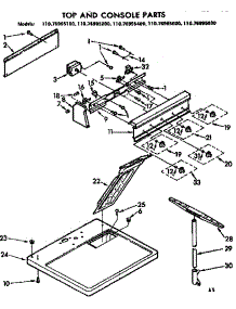 Top And Console Parts parts for Kenmore Dryer 110.76995100 (11076995100, 110 76995100) from AppliancePartsPros.com