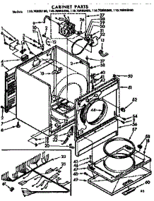 Cabinet Parts parts for Kenmore Dryer 110.76995200 (11076995200, 110 76995200) from AppliancePartsPros.com