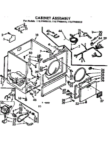 Cabinet Assembly parts for Kenmore Dryer 110.77405610 (11077405610, 110 77405610) from AppliancePartsPros.com