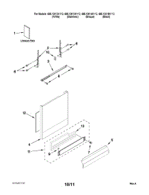 Door And Panel Parts parts for Kenmore Dishwasher 665.13019K112 (66513019K112, 665 13019K112) from AppliancePartsPros.com