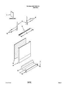 Door And Panel Parts parts for Kenmore Dishwasher 665.13023K110 (66513023K110, 665 13023K110) from AppliancePartsPros.com