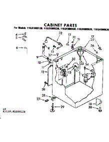 Cabinet Parts parts for Kenmore Washer 110.81080120 (11081080120, 110 81080120) from AppliancePartsPros.com
