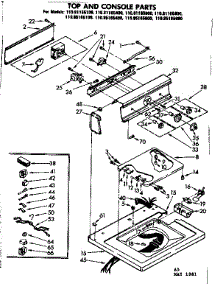 Top And Console Parts parts for Kenmore Washer 110.81165100 (11081165100, 110 81165100) from AppliancePartsPros.com