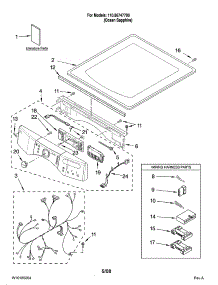 Top And Console Parts parts for Kenmore Dryer 110.86747700 (11086747700, 110 86747700) from AppliancePartsPros.com