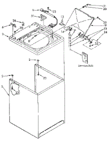 Top And Cabinet parts for Kenmore Washer 110.91278100 (11091278100, 110 91278100) from AppliancePartsPros.com