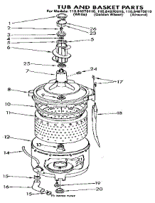 Tub And Basket parts for Kenmore Washer 110.84870810 (11084870810, 110 84870810) from AppliancePartsPros.com