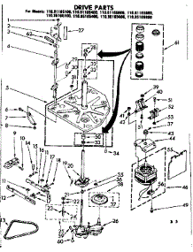 Drive Parts parts for Kenmore Washer 110.85165800 (11085165800, 110 85165800) from AppliancePartsPros.com
