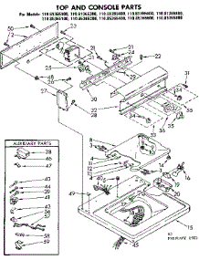 Top And Console Parts parts for Kenmore Washer 110.85365100 (11085365100, 110 85365100) from AppliancePartsPros.com