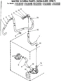 Water System Parts Non-Suds Only parts for Kenmore Washer 110.85365800 (11085365800, 110 85365800) from AppliancePartsPros.com