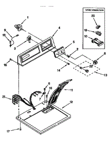 Top And Console parts for Kenmore Dryer 110.96550110 (11096550110, 110 96550110) from AppliancePartsPros.com