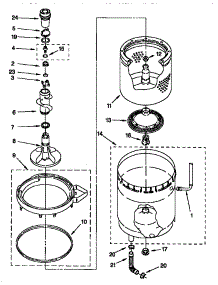 Agitator, Basket Tub parts for Kenmore Washer Dryer Combo 110.98762791 (11098762791, 110 98762791) from AppliancePartsPros.com