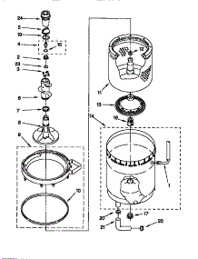 Agitator, Basket And Tub parts for Kenmore Washer Dryer Combo 110.98764790 (11098764790, 110 98764790) from AppliancePartsPros.com