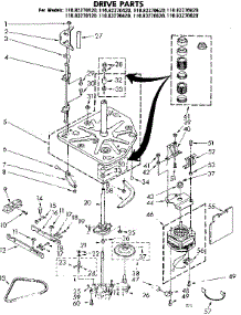 Drive Parts parts for Kenmore Washer 110.82270120 (11082270120, 110 82270120) from AppliancePartsPros.com